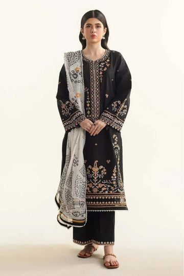 3 Piece Unstitched Heavy Embroidered Lawn Suit ( Printed Poly Lawn Dupatta )